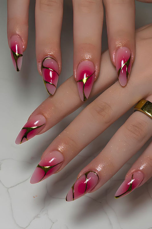 Hot Pink Glam Nails