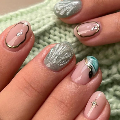 Mint Frost Ocean Nails