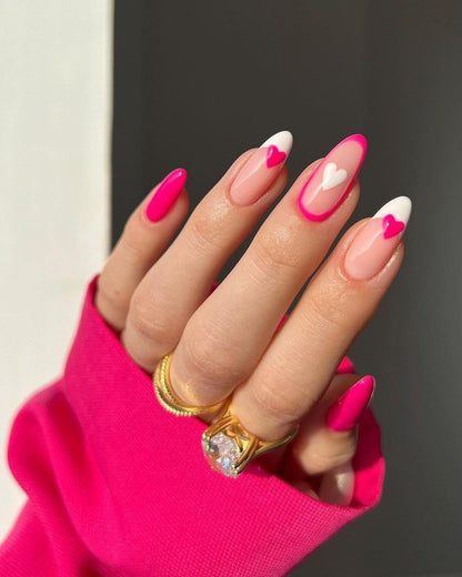 Heart Accent French Nails