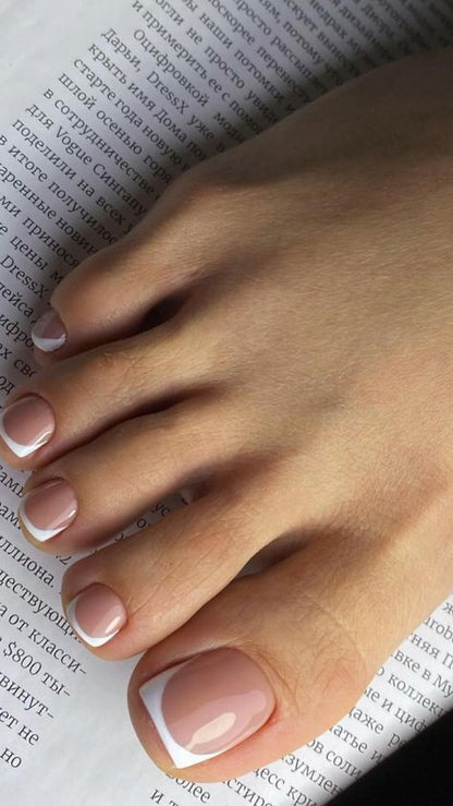 White Tip Toe Nails