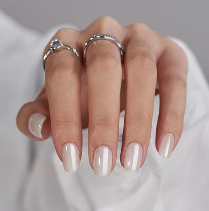 Pearl White Shine Nails - Square