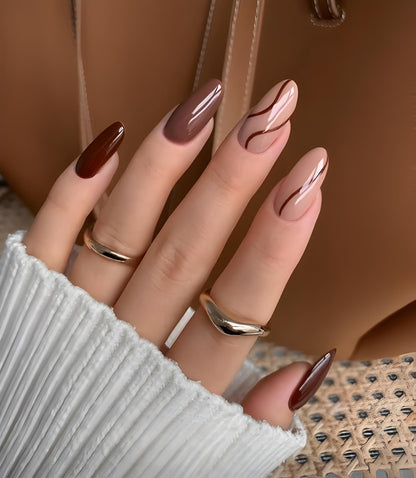 Caramel Wave Nail Art