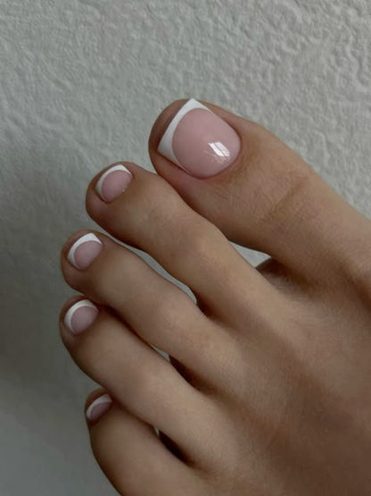 White Tip Toe Nails