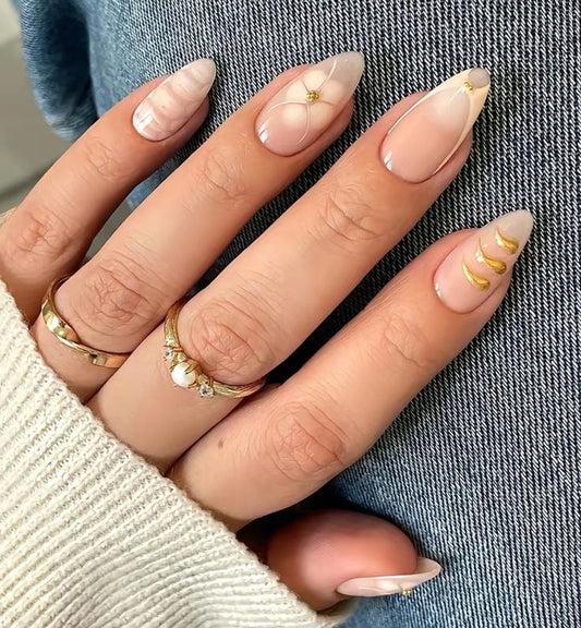 Golden Luxe Nude Nails