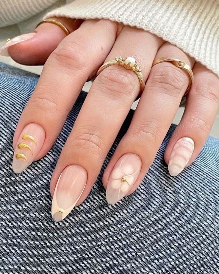 Golden Luxe Nude Nails
