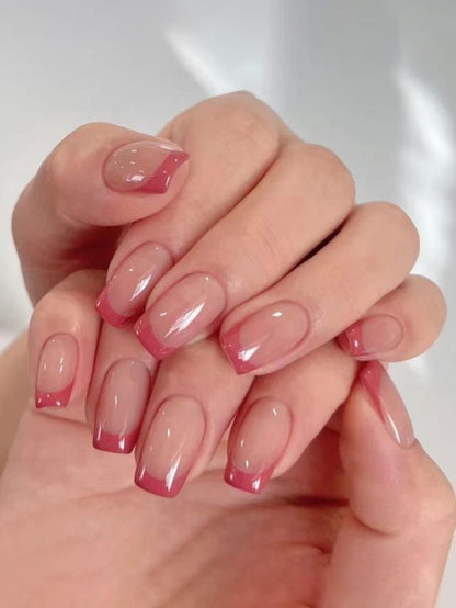 Rosy French Glow Nails