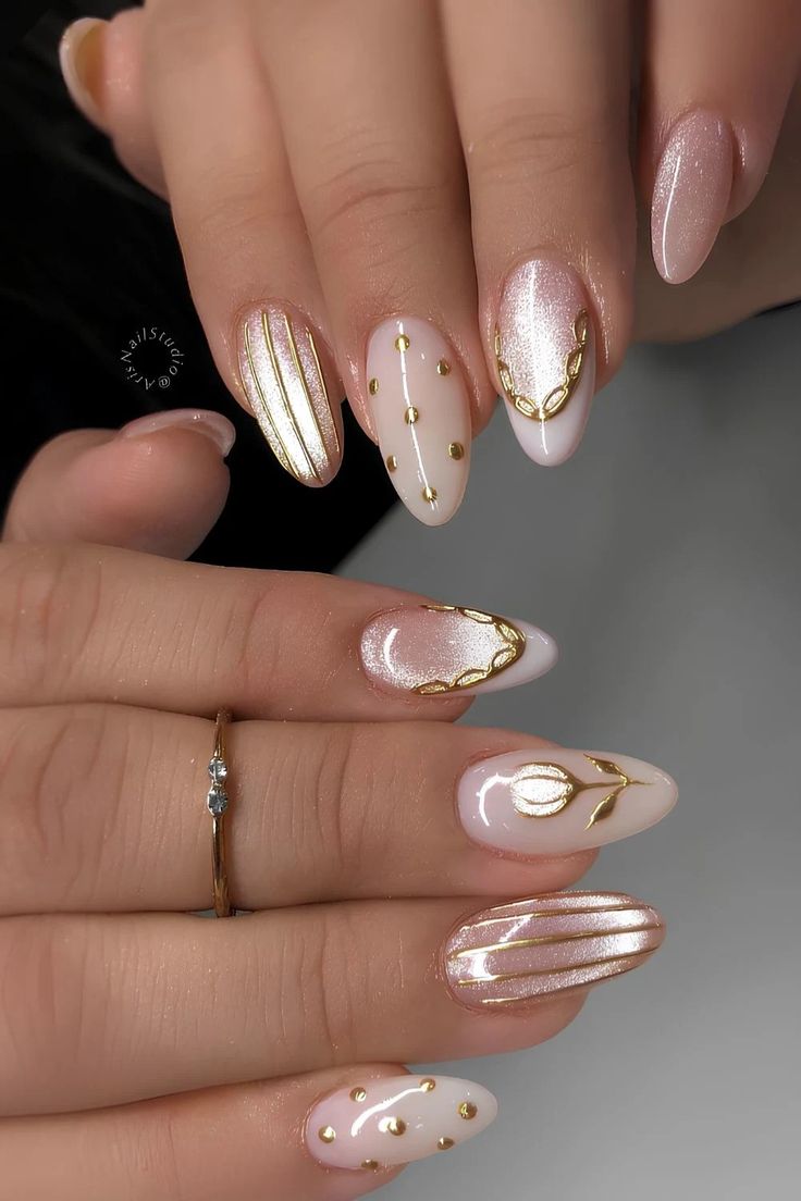 Golden Luxe Nude Nails