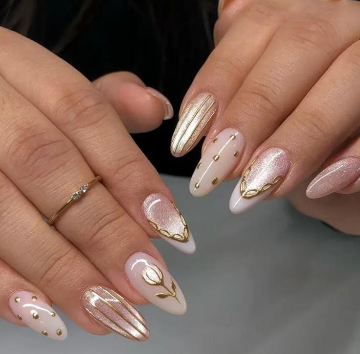 Golden Luxe Nude Nails