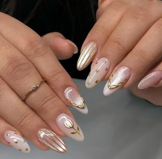 Golden Luxe Nude Nails